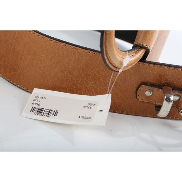 Vintage Camel Brown Leather Wide Waist Belt Made in Italy Boho Chic Size M - Picture 16 of 16